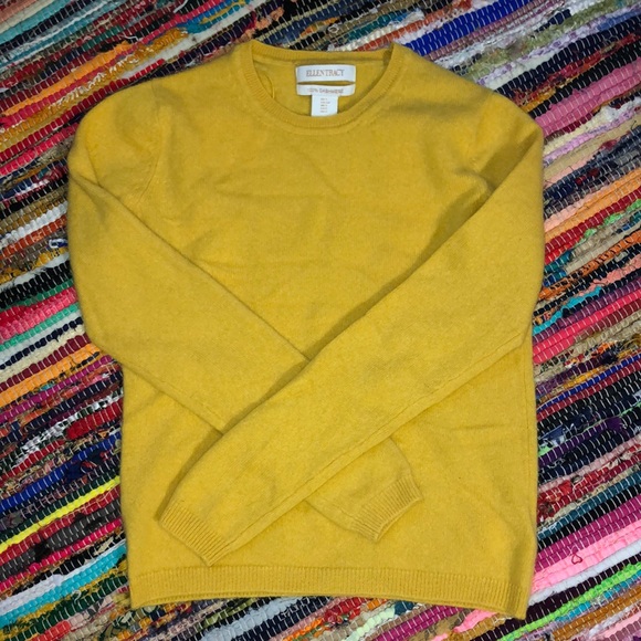 Ellen Tracy Sweaters - Sunshine Yellow Pure Cashmere Sweater